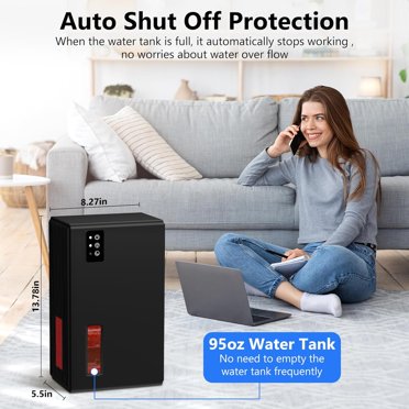 Ninesky 95 Oz Dehumidifier For Home – Covers 800 Sq. Ft. – Large Water Tank (Open Box, CT2-BLACK)
