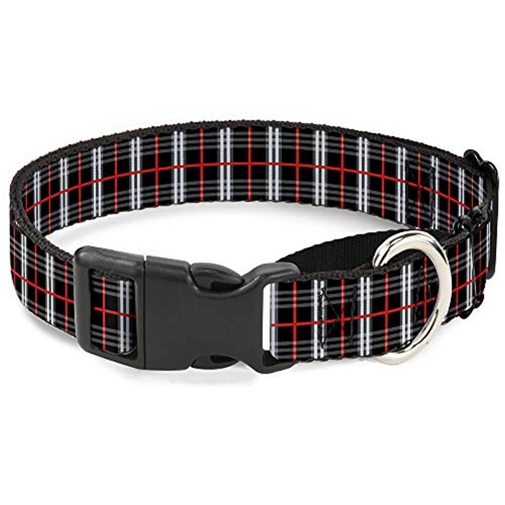Buckle-Down Plaid Black Red Martingale Dog Collar