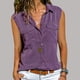 thumbnail image 2 of Mujeres Casual Sólido Sin mangas Turn Down Collar Bolsillos Botones Camisa Tops Pompotops  lopia996140, 2 of 3