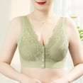 thumbnail image 2 of AHTJRT Women's Daisy Lace Bras Deep V Sheer Mesh Comfortable Everyday Bralettes Support Push-Up Wireless Snap Closing Bra Green XXL, 2 of 5