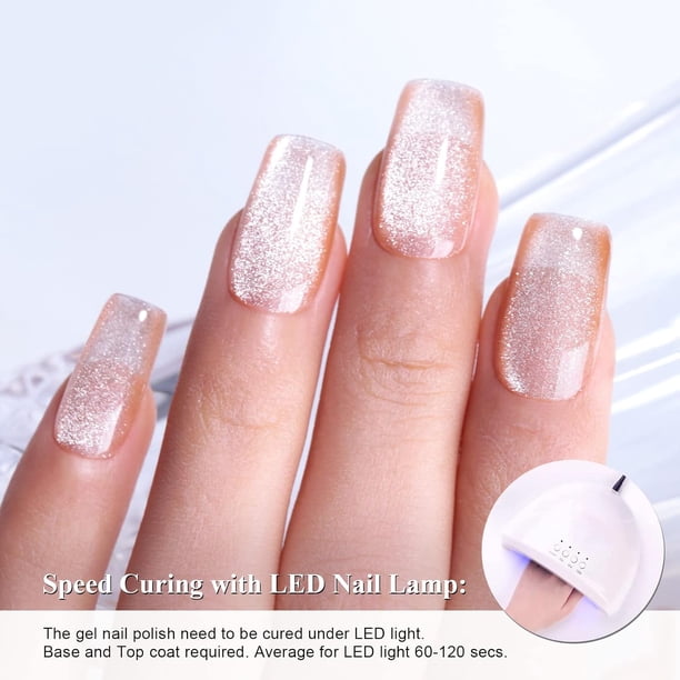 shiyou-Rose Gold Color Gel Nail Polish,0.5fl oz Holographic 9D Cat