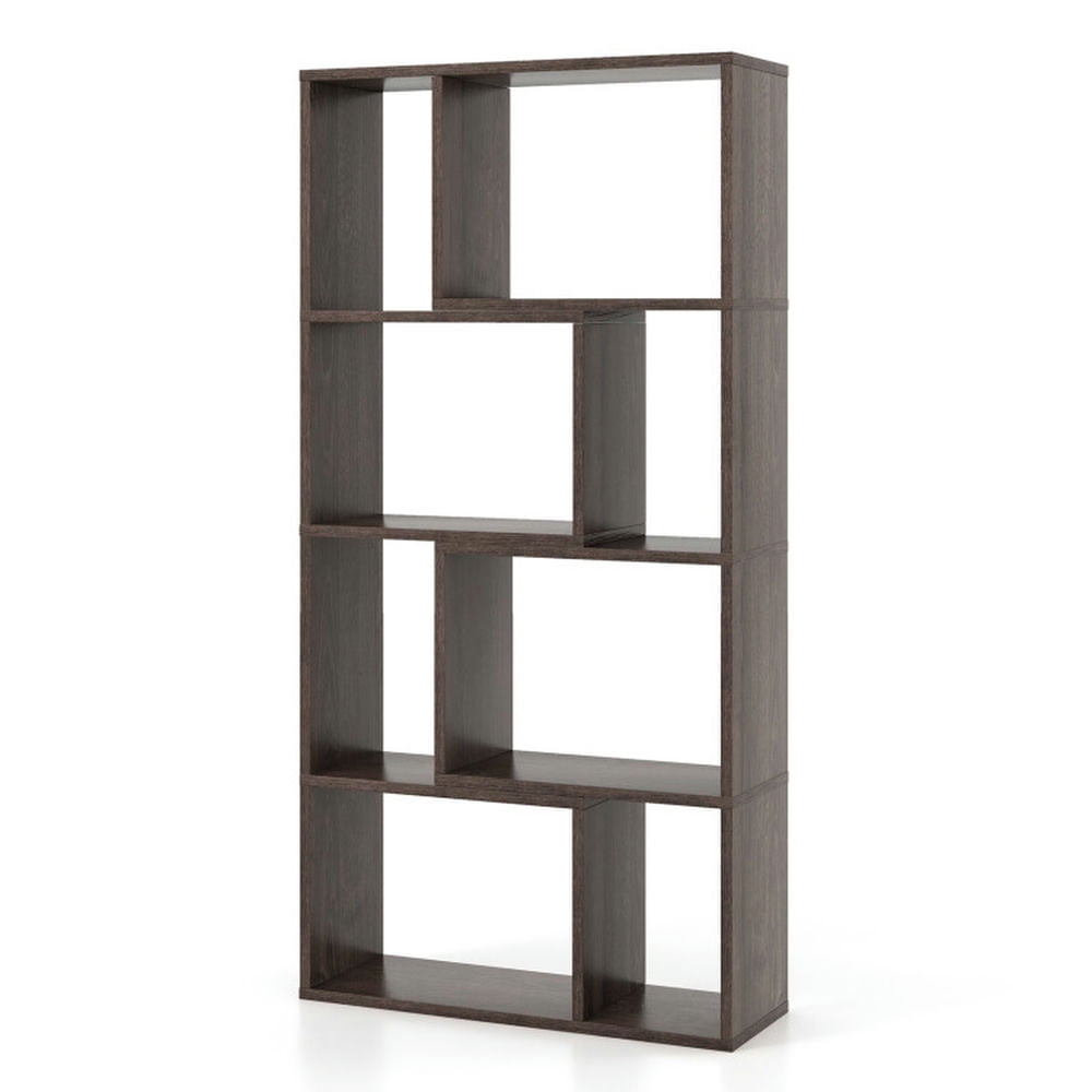GVN 48 Inch 4-Tier Geometric Bookshelf with 8 Cubes for Living Room Bedroom-Gray, High Bookshelf, Display Storage Rack, Suitable for Home Offices GVN 48 Inch 4-Tier Geometric Bookshelf with 8 Cubes for Living Room Bedroom-Gray, High Bookshelf, Display Storage Rack, Suitable for Home Offices