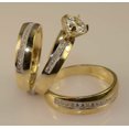 thumbnail image 4 of Bluebelljewels 2Ct Round Cut Cubic Zirconia His & Hers Wedding Trio Ring Set 14k Yellow Gold Finish, 4 of 4