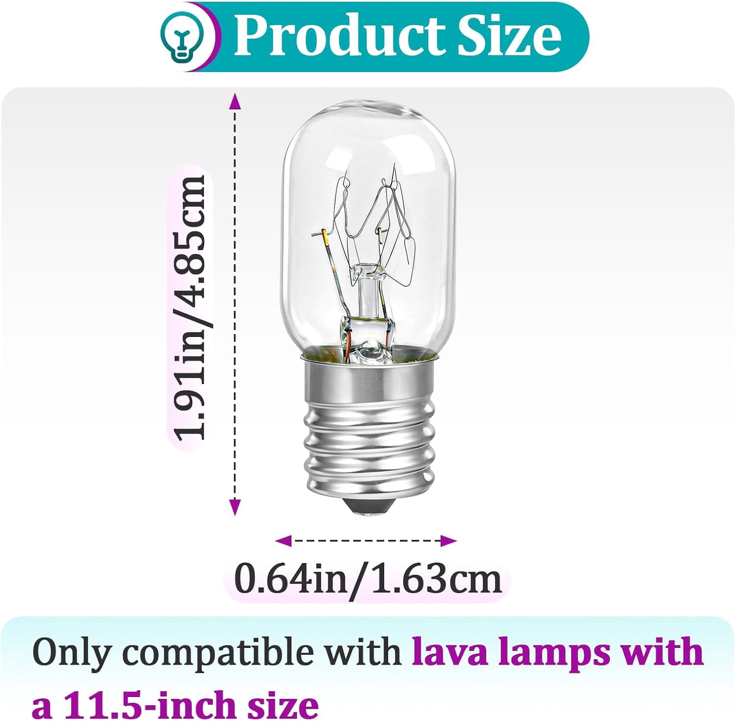 12 Pcs 5015-6 Light Bulbs Replacement for Lava Lamp Bulb 5015-6 15 Watt, E17 Base T7 120V Appliance Bulb for 11.5" Lava Lamps and Glitter Lamps, Incandescent Lamp