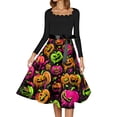 thumbnail image 3 of Halloween Hepburn Dresses for Women Pumpkin Ghost Long Sleeve Spooky Hepburn Dress Moon Castle Round Neck Funny Hepburn Dresses, S, 3 of 4