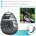 thumbnail image 3 of Sunnydaze Julia Polyethylene Wicker Egg Hanging Chair with Cushions, Gray, 3 of 8