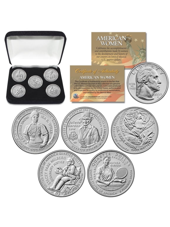Collectible 2025 American Women Quarters US Mint 5-Coin Complete Set with BOX (P-Mint)