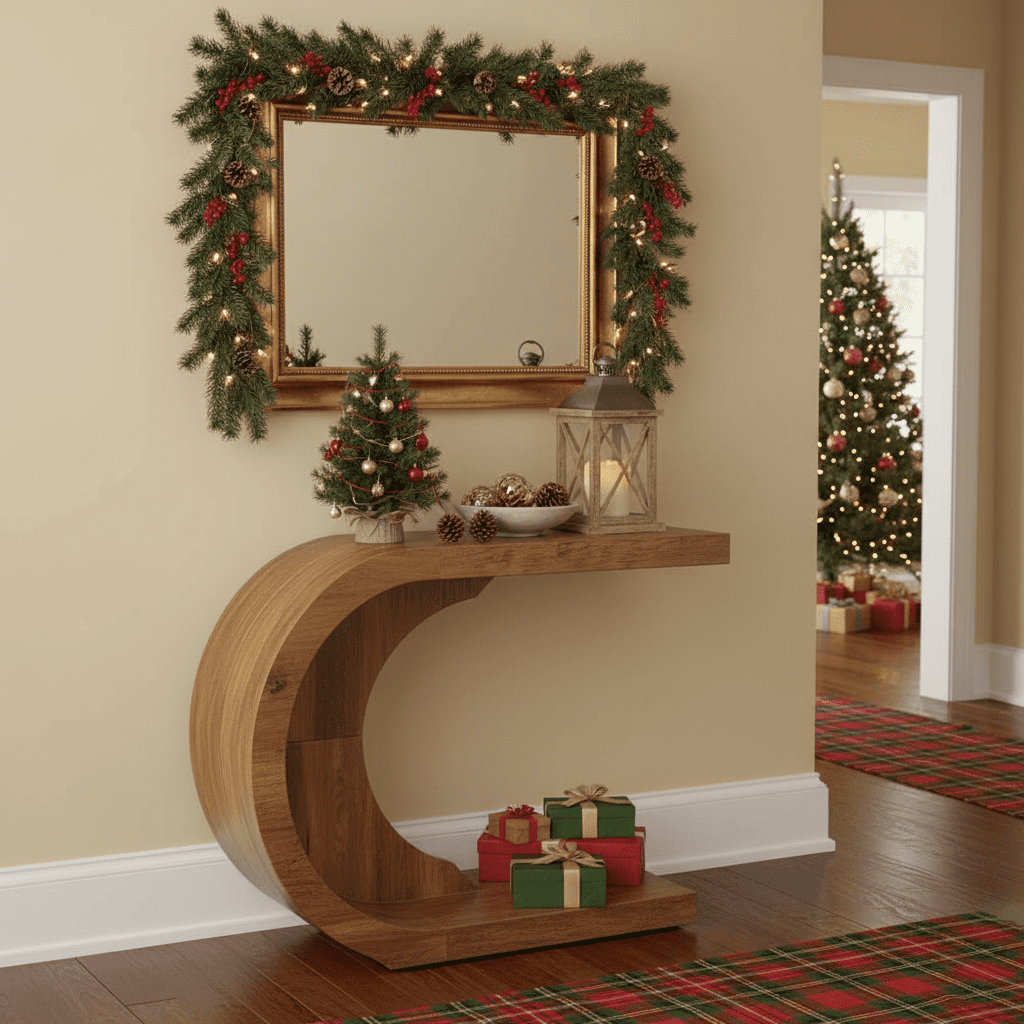 Kadyn Console Desk Table, Console Table, Entryway Table, Side Table, Display Table,43" Console Table, C-Shaped Modern Accent Table Hallway Table