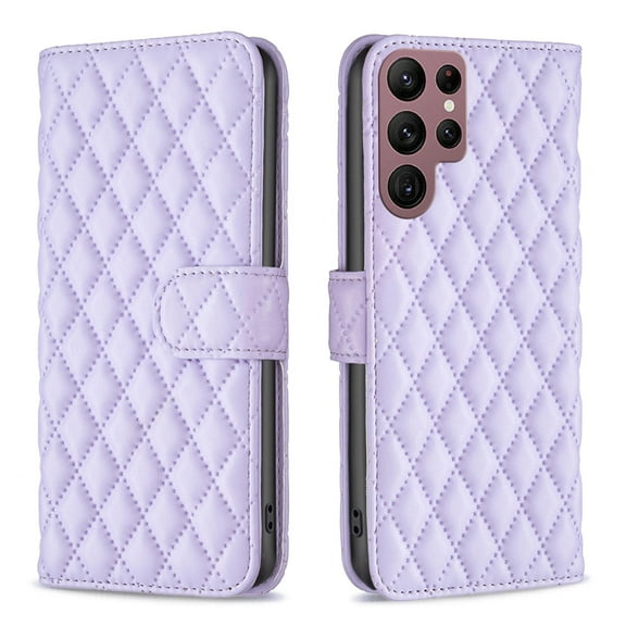 Allytech for Samsung Galaxy S22 Ultra 6.8" 2022 Case, PU Leather Flip Wallet Case with Cart Slot and Kickstand Shockproof Protective Case for S22 Ultra 5G Ladies Women Girls Men, Purple