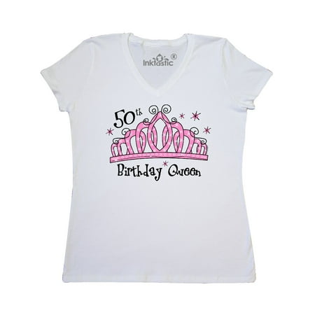 Tiara 50th Birthday Queen Women's V-Neck T-Shirt