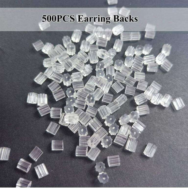 ZHUKOU 200pcs/lot Clear Soft Silicone Rubber Earring Backs Safety Rubber  Stopper Jewelry Accessories DIY Ear Plugging model:VE86