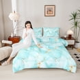thumbnail image 4 of Homewish Aesthetic Marble Full Size Comforter Sets,Ink Fluid Desgin Bedding Comforter Set,Gold Cyan Bedding Sets For Teens,Breathable Bedroom Decor Reversible,3-Piece, 4 of 8