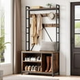 thumbnail image 3 of Farmhouse Hall Tree with Bench and Coat Rack, 17 Hooks + 3 Shoe Storage, Entryway Furniture for Small Space, Rustic Entryway Organizer for Mudroom, Hallway, Bedroom, 3 of 8