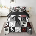 thumbnail image 2 of Feelyou Teens Football Athlete Bedding Comforter Set 7pcs, Modern Soccer Game Queen Bedding Sets, Fashion Patchwork Plaid Reversible Queen Sheet Sets, Ultra Soft Bedroom Decor, 2 of 7