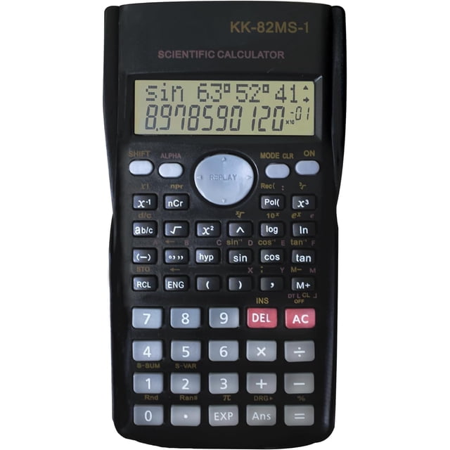 Calculadora Cientifica 240 Funciones 10 +2 Digitos 2 Lineas en Pantalla LCD 82MS con Cubierta Protectora para Estudiantes Oficina Matemática Alumno Profesor (KK82MSD)