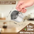 thumbnail image 2 of Milk Frothing Pitcher, 6.8oz/200ml Stainless Steel Milk Frother Cup, Small Steaming Pitcher for Espresso Machine, Latte Art Pour Cup, 2 of 8