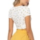 thumbnail image 3 of Camisa ajustada con cordón lateral y estampado floral con cuello redondo para mujer Camisa de color puro para verano Amarillo y blanco M, 3 of 6