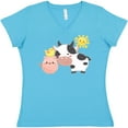 thumbnail image 3 of Inktastic Fun Farm Animals- Cow, Pig, Chick Women's V-Neck T-Shirt, 3 of 5