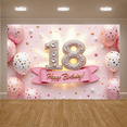 thumbnail image 6 of Pink Theme 18th Birthday Banner Decorated Happy Birthday Display Polka Dot Balloons Gold Stars Sweet 18 Backdrop for 18th Birthday Party Girls' Birthday Indoor Celebration, 6 of 9