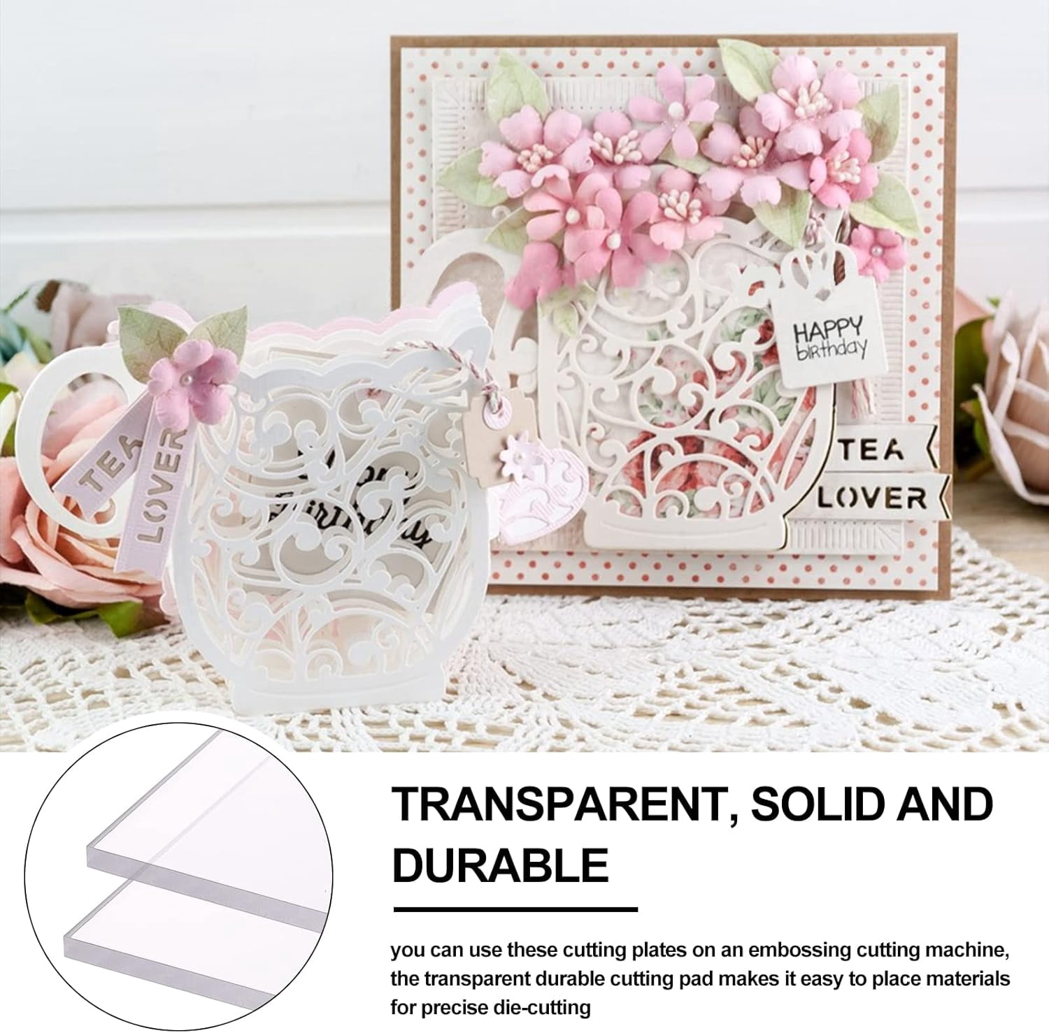 2 Packs 8.2x12.5inch Clear Acrylic Cutting Pads Acrylic Plastic Sheet for Die Cutting Work 3mm Thick Clear