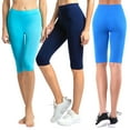 thumbnail image 1 of MOPAS Women's Ribbed Waistband 19" Knee Length Cropped Plain Capri Leggings, 1 of 5