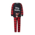 thumbnail image 2 of Christmas Family Pajamas Set Family Matching  Letter Deer Print Long Sleeve O-neck Tops+Plaid Print Trousers/Romper, 2 of 10