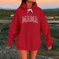 thumbnail image 2 of QQAMB Oversized Sweatshirts for Women Mama Letter Printed Drawstring Hoodies Sweatshirts with Pocket Red M, 2 of 4