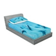 thumbnail image 2 of Ambesonne Tropical Fitted Sheet & Pillow Sham Set, Dolphins Hawaii Ocean, Twinxl, Blue, 2 of 2