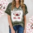 thumbnail image 3 of Top de manga corta con estampado de degradado Sexy de verano para mujer con cuello en V y estampado de día regular para mujer OAVQHLG3B Store lin121212, 3 of 4