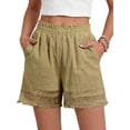 thumbnail image 2 of MOSHU High Waisted Shorts for Women Cotton Lounge Shorts Dressy Lace Trim Summer Beach Pants with Pockets, 2 of 8