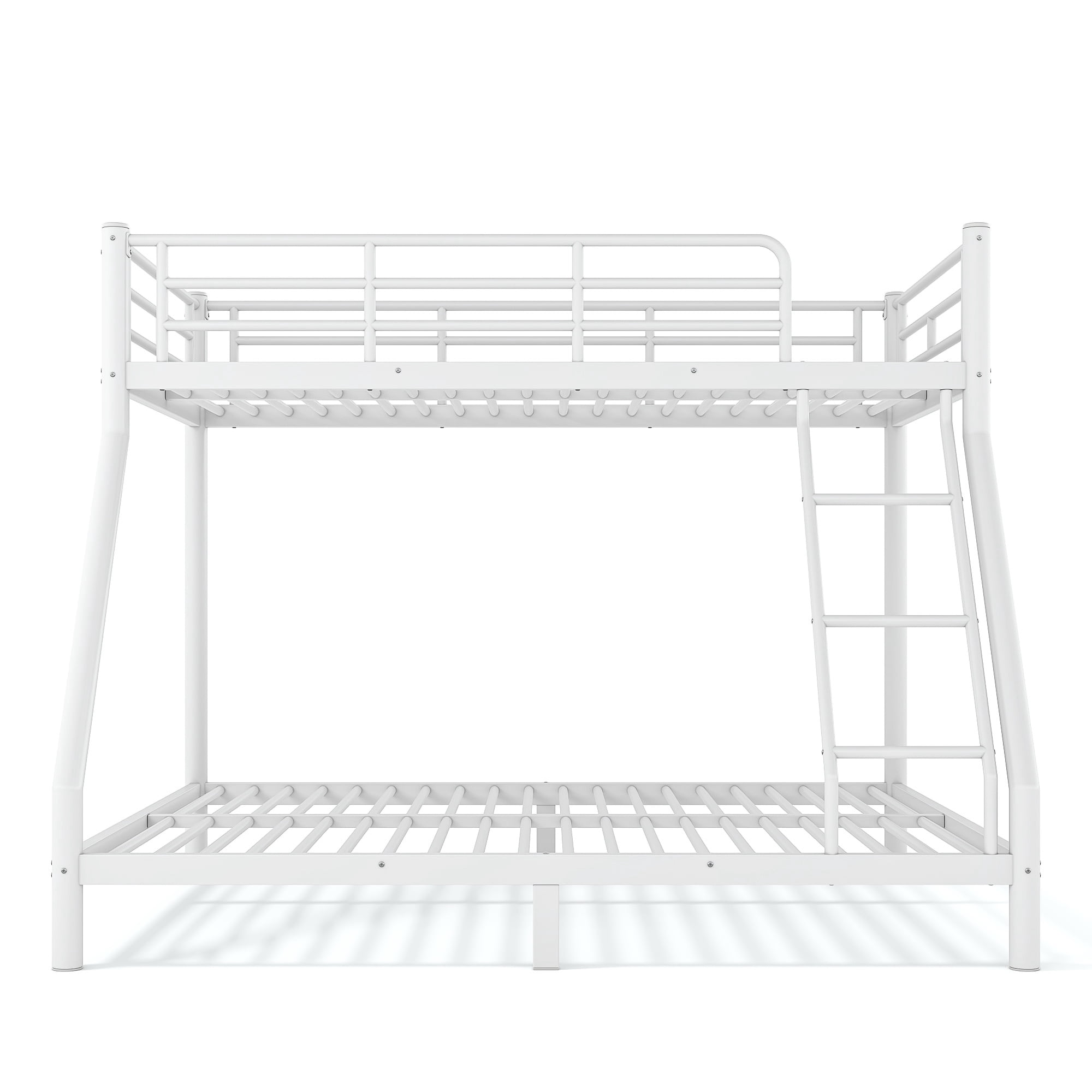 GARITIN Twin XL Over Queen Size Metal Bunk Bed 82.4 Inch, Bunk Bed Frame with Ladder and Guardrails for Teens Adults, White