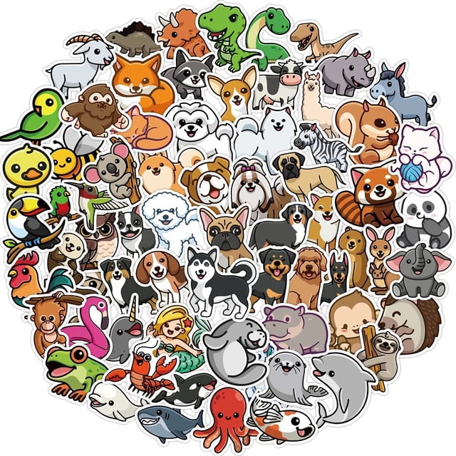 Pegatinas HUOGUO Cute Animal, de vinilo impermeable, 100 unidades, para niños