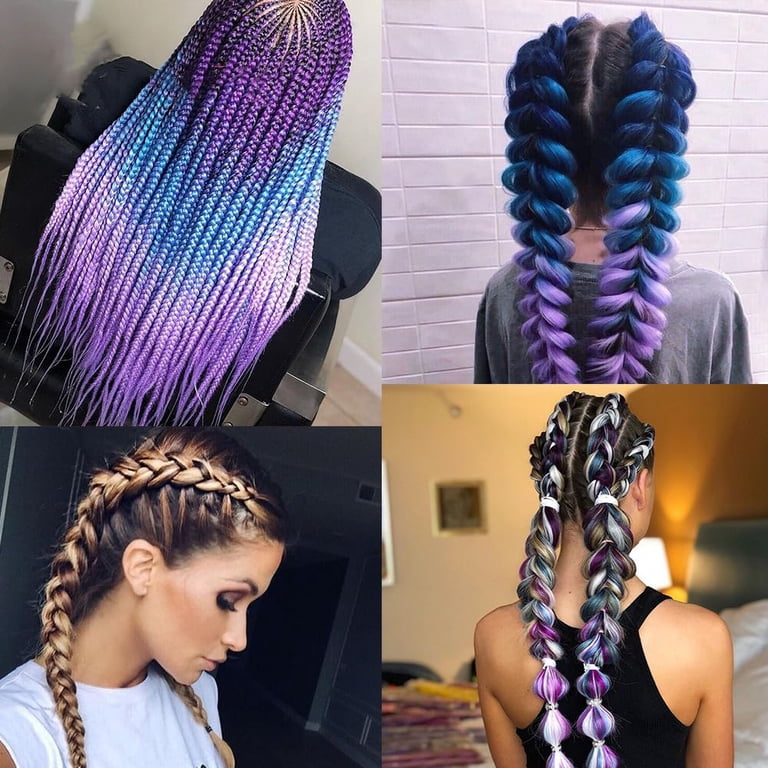 6 Pack 24 Inch Braiding Hair Extensions, Colored Pre  display picture 3