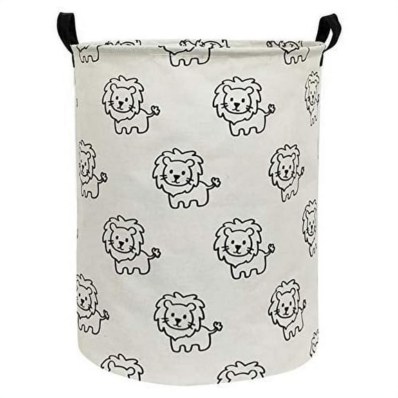 ESSME Laundry Hamper,Collapsible Canvas Waterproof Storage Bin for Kids, Nursery Hamper,Gift Baskets,Home Organizer (Lions)