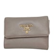 thumbnail image 1 of Pre-Owned PRADA Prada Tri-fold Wallet 1MH025 Greige Saffiano Leather Women's, 1 of 10