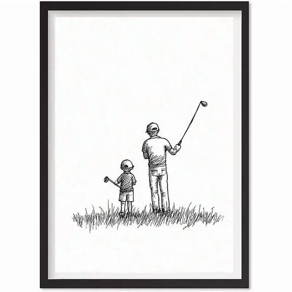 Vintage Golf Print, Father And Son Print, Nursery Wall Art, Kids Sports Gallery Wall , Matte Canvas Stretched, Posters for Room Bedroom Living Room Bathroom Wall Decor, Posters & Art Prints, Gift.