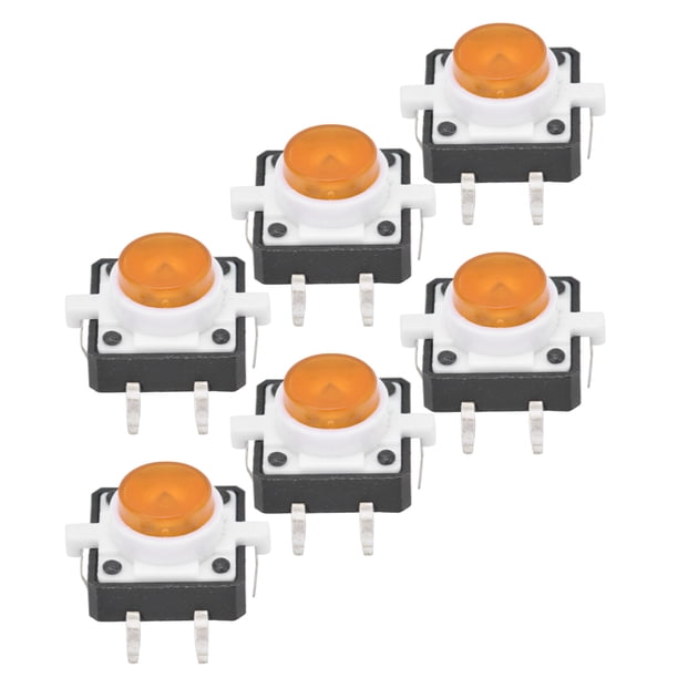 Interruptor de botón táctil, 20 piezas, 12 x 12 x 7,3 mm, interruptores industriales de pulsación táctil, interruptor táctil de luz LED, diseño aerodinámico