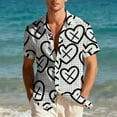 thumbnail image 4 of Mifsaly Mens Valentines Shirt Hearts Print Short Sleeve Blouse Cozy Breathable Vacation Tops Festival Party Lapel Basic Blouse Spring Summer Outfits XXXL, 4 of 9