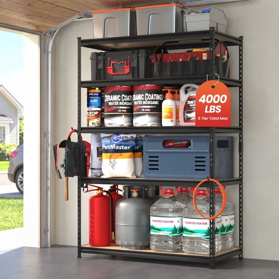 DYNALOAD 4000 lb Heavy Duty Garage Shelving Unit, 5-Tier Adjustable Metal Storage Shelves, 48" W x 24" D x 72" H