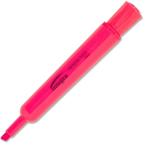 Integra Chisel Desk Liquid Highlighters Chisel Marker Point Style - Fluorescent Pink - 12 / Dozen