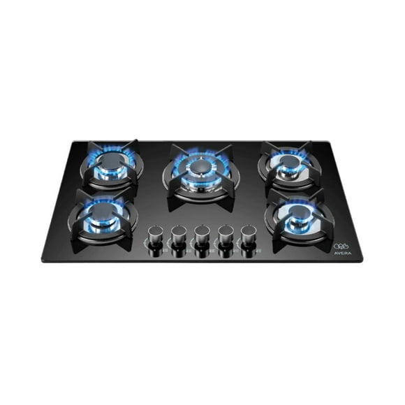 Parrilla De Gas 5 Quemadores Empotrable AVERA VT5 En Vidrio Templado Estufa de Mesa