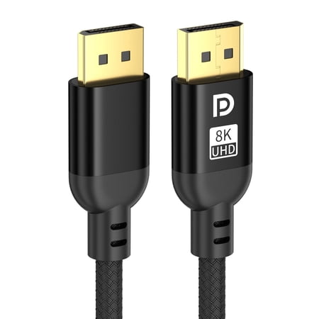 Diyanisly 8K DisplayPort Cable 20FT DP 1.4 Cable 32.4Gbps 8K@60Hz 4K@120Hz 2K@240Hz High Refresh Rate Flexible for HDR DSC FreeSync G-Sync Gaming Monitor/Graphics Card PC etc(Braided Black)