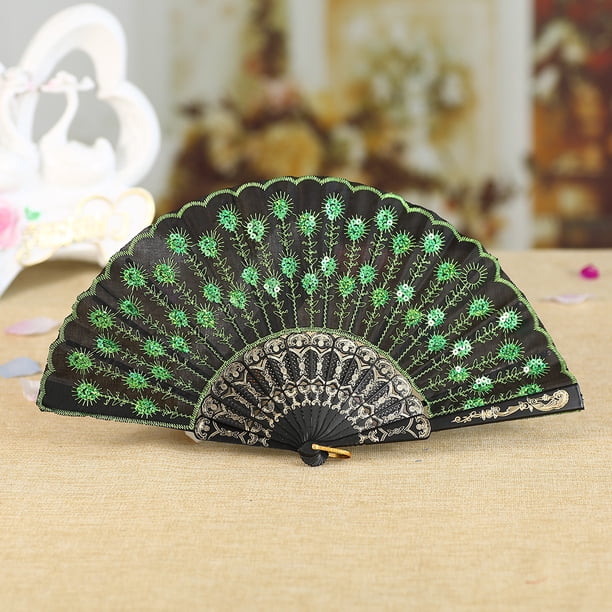 Abanico de Flores Plegable onlyliua de Seda con Encaje para Fiestas de Bodas y Bailes