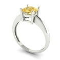 thumbnail image 2 of 1.5 ct Cushion Cut Simulated Yellow Diamond Solitaire 14K White Gold Womens Engagement Ring, 2 of 5