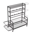 thumbnail image 4 of Living Room Storage Benches 4-Tier Metal Storage Organizer with Rolling Wheels for Basketball Sports Equipment Organizer for Yoga Mat Larger Ball Storage Rack with Baskets and Hooks, Indoor or Outdoo, 4 of 6