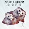 thumbnail image 3 of Vsdgher White Red Cat Couple Print Bucket Hat for Men&Women Bucket Hat Reversible Summer Double-Side-Wear Travel Gardening, Beach, Camping, Hiking, Fishing Cap, 3 of 5