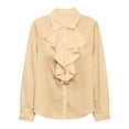 thumbnail image 5 of Yigetop Dressy Tops for Women Women's Button Down Front Long Sleeve Shirts Casual Lapel Neck Blouse Business Work Tops Ladies Tops and Blouses Beige L, 5 of 5