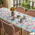 thumbnail image 3 of Easter Table Cloths for 8 Foot Rectangle Tables, Spring Cute Colorful Eggs Bunny Flower Plant Patio Waterproof Elastic Fitted Tablecloths, Washable Rectangular Table Cover for Camping, 3 of 8