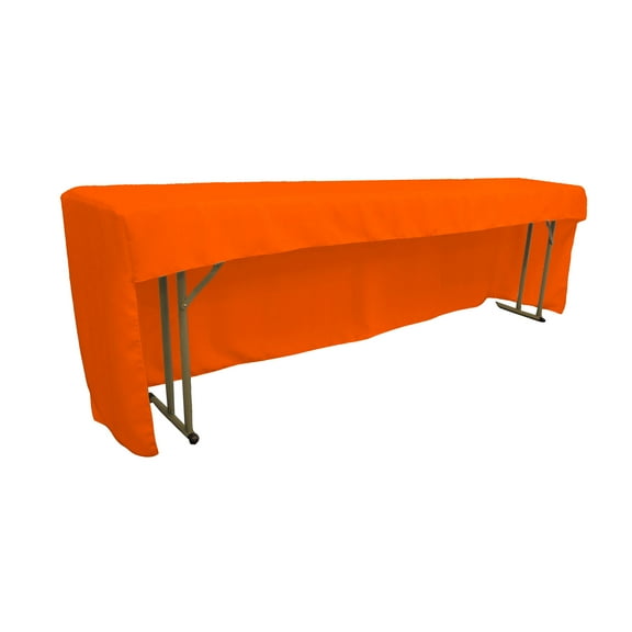 LA Linen Open Back Polyester Poplin Fitted tablecloth for Classroom Tables 96"L x 18"W x 30"H, Orange