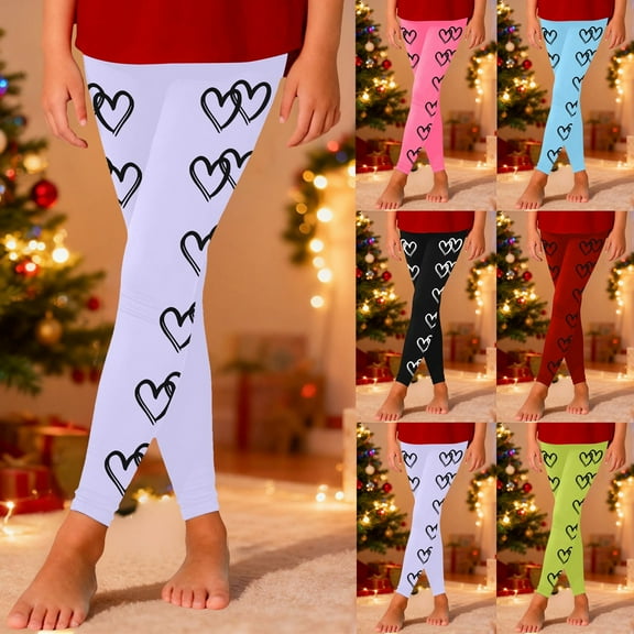 Girls Pants Girls Fashion Print Tapered Athletic Jogger Pants Stretchable Soft Black 3-4 Years